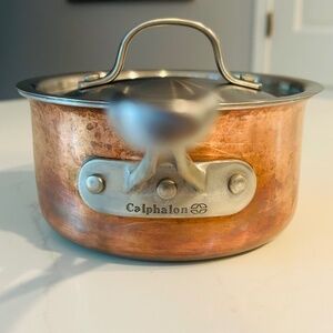 Calphalon 1.5Qt Copper Tri Clad Stainless Saucepan Pot Casserole & Lid